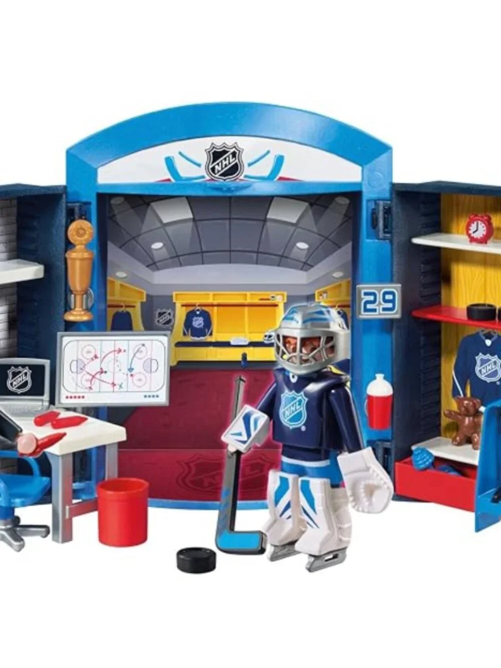 Playmobil NHL Set 65 pc Hockey Locker Room Playset Coach Player New 9176